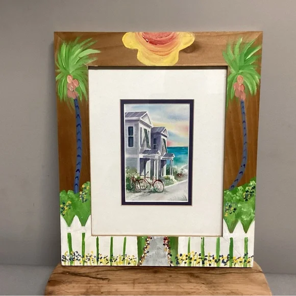 🔵 Beautiful Solid Wood, Hand Painted Frame with print by Artist Donna Burgess - Picture 2 of 15